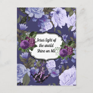 Jesus Light of the World Blommigt Postcard Designe Vykort