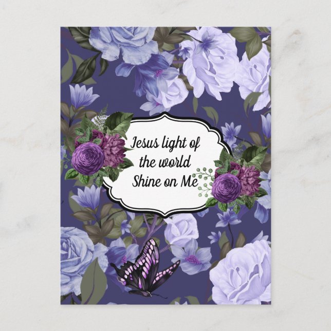 Jesus Light of the World Blommigt Postcard Designe Vykort (Framsida)