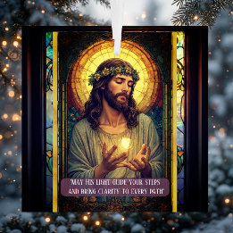 Jesus Light of the World Religious Christmas Quote Julgransdekoration