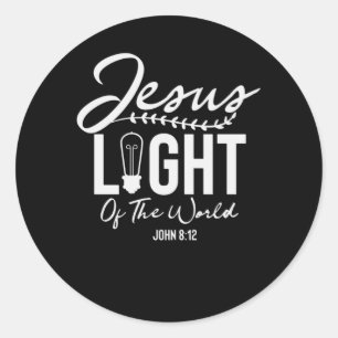 Jesus Light the World - Bible Verse Runt Klistermärke
