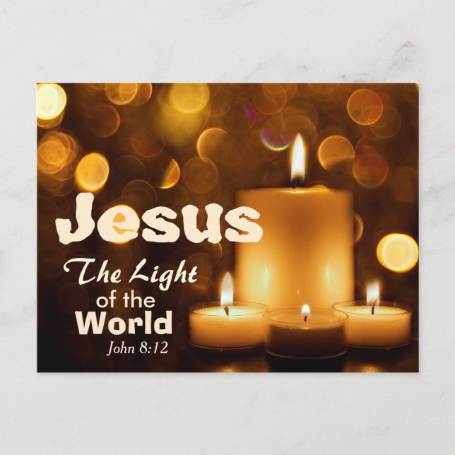Jesus Light the World Bible Verse vycard Helg Vykort (Framsida)