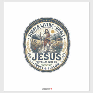 Jesus lilla hus långsamt liv vintage klistermärken