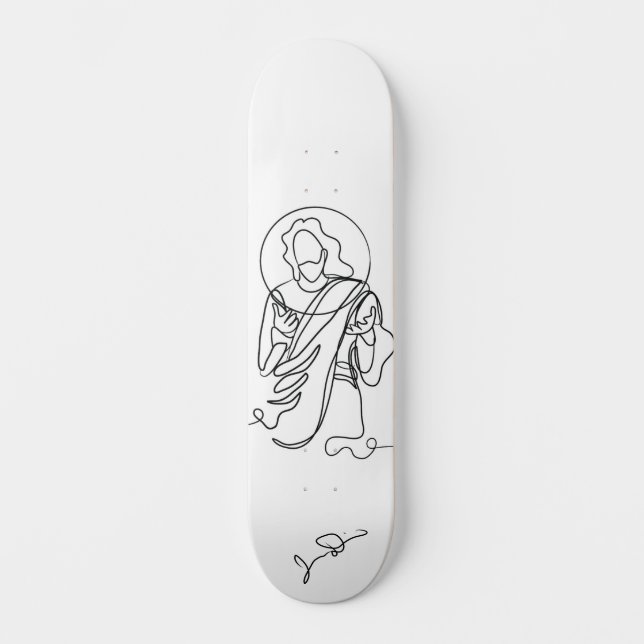 Jesus Linjeteckning Mini Skateboard Bräda 18,5 Cm (Framsida)