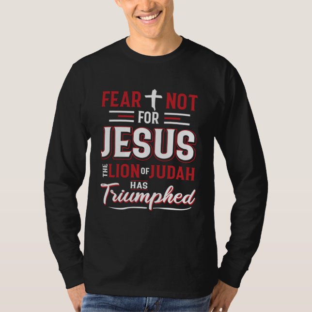 Jesus Lion Judah Cross Faith Christ God T Shirt (Framsida)
