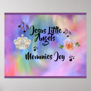 Jesus Little Änglar Mommies Joy Lila Kant Poster