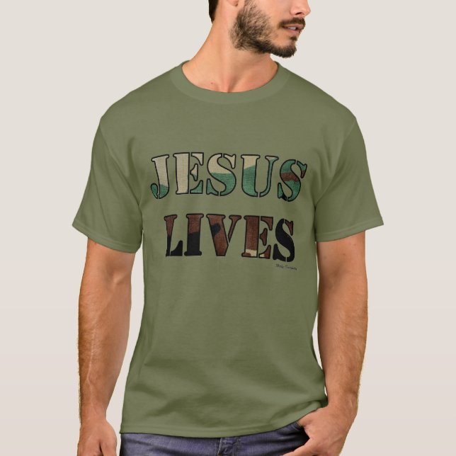 Jesus liv - armén/tröttar ut grönt t shirt (Framsida)