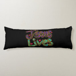 "Jesus Lives" Christian Quote Custom Name Black Kroppskudde