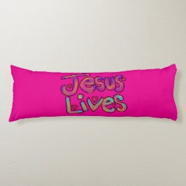 "Jesus Lives" Christian Quote Custom Name Rosa Kroppskudde