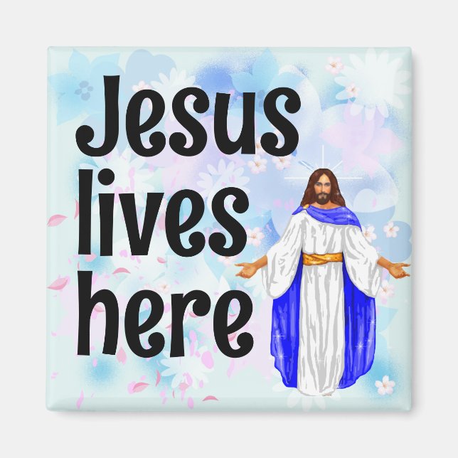 Jesus lives here magnet (Framsidan)