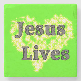 Jesus Lives Marmorunderlägg Stenunderlägg