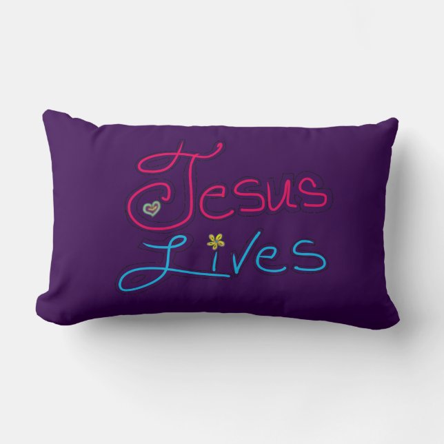 Jesus Lives Purple  Lumbarkudde (Framsida)