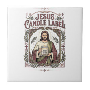 Jesus Ljus Candle Etikett Jesus Ljus Kristna Tro V Kakelplatta