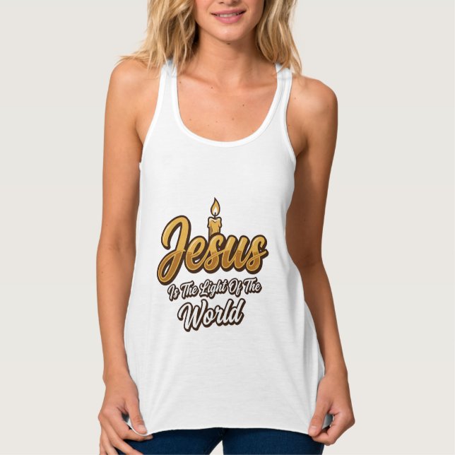Jesus ljus från världens ljus Candle Christian Vec Linne Med Racerback (Framsida)