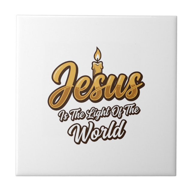 Jesus ljus i världens ljus Candle Christian Vector Kakelplatta (Framsidan)