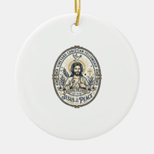 Jesus Lo Fi Studie Beats Estetisk Grafisk T-Shirt Julgransprydnad Keramik