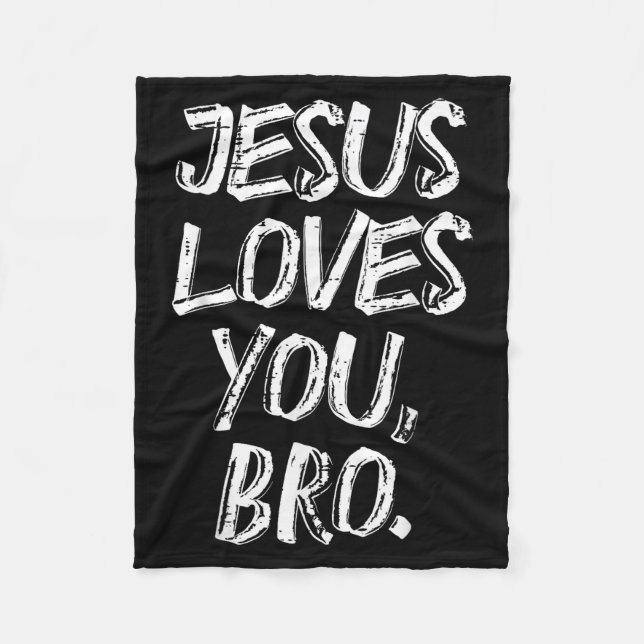 Jesus Loves Bro Religious God Jesus Christian Kids Fleecefilt (Framsidan)