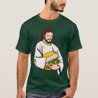 Jesus Loves Burgers Jesus Holding A Burger T Shirt