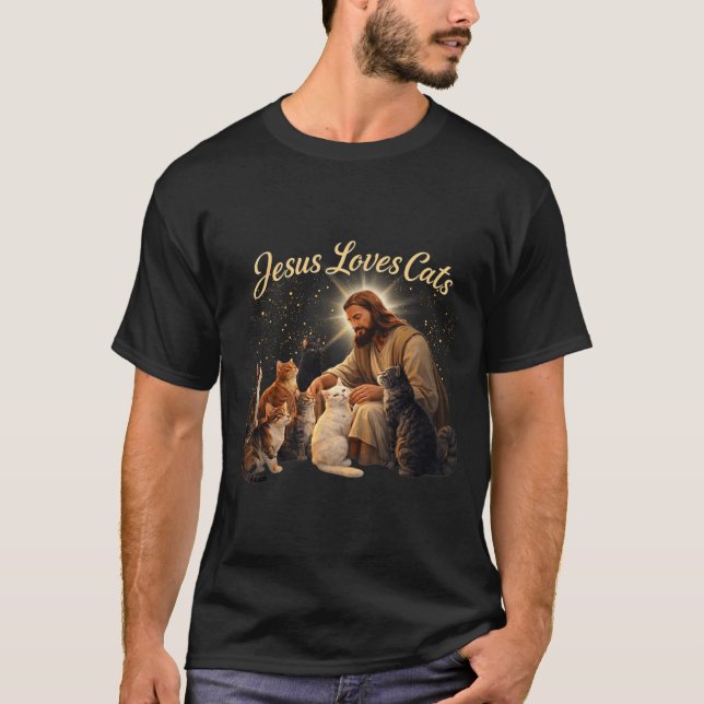 Jesus Loves Cats Christian Cat Lover Jesus Hugs Ca T Shirt (Framsida)