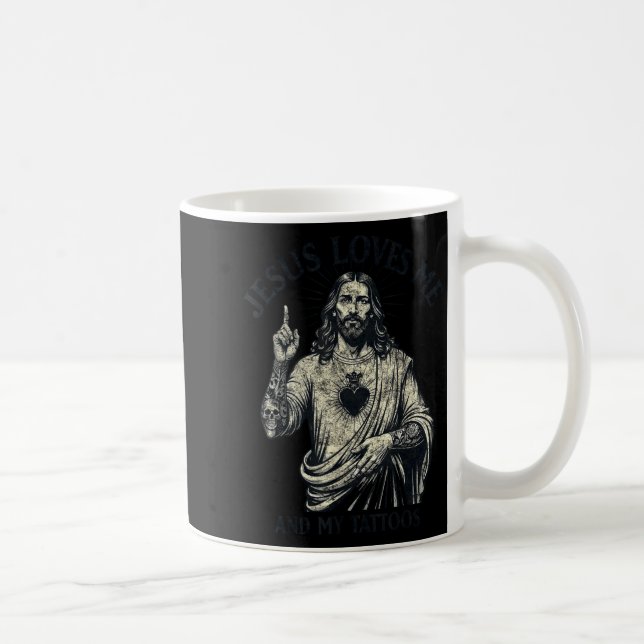 Jesus Loves Me And My Tattoos Christian Tattooed T Kaffemugg (Höger)