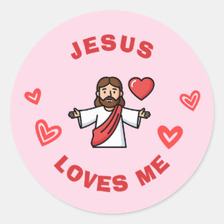 Jesus Loves Me | Children's Christian Valentine Runt Klistermärke