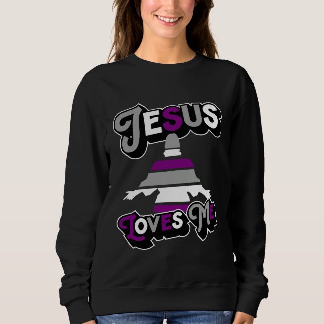 Jesus Loves Me Church Christian Asexual Pride Flag T Shirt (Framsida)