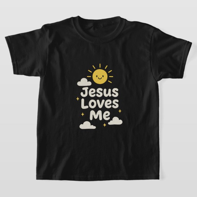 Jesus Loves Me Cute Kids Christian T-Shirt (Laydown)