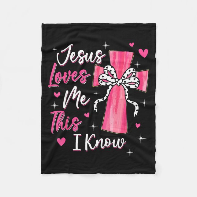 Jesus Loves Me This I Know God Religious Christian Fleecefilt (Framsidan)