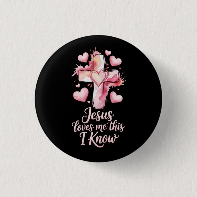 Jesus Loves Me Valentine Christian Button Knapp (Framsida)