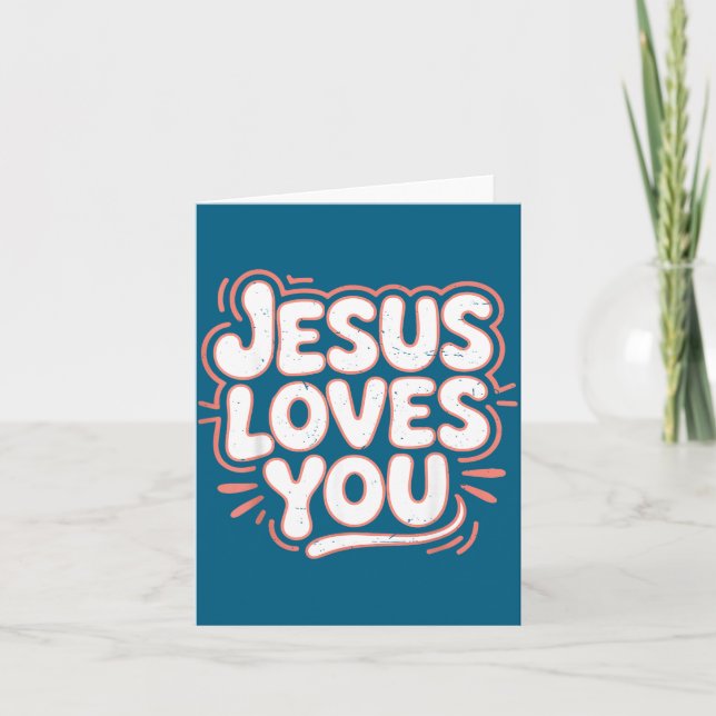 Jesus Loves Pink Christian Toddler Illustration Kort (Framsida)