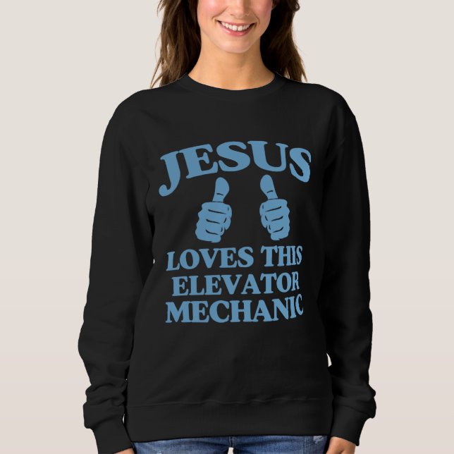 Jesus Loves This Elevator Mechanic Christian Churc T Shirt (Framsida)