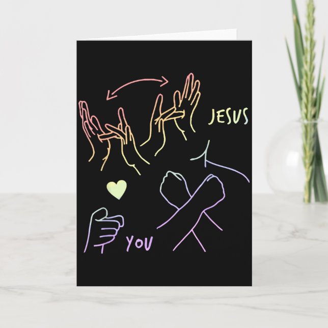 Jesus Loves You Asl Sign Language Christian Faith  Kort (Framsida)