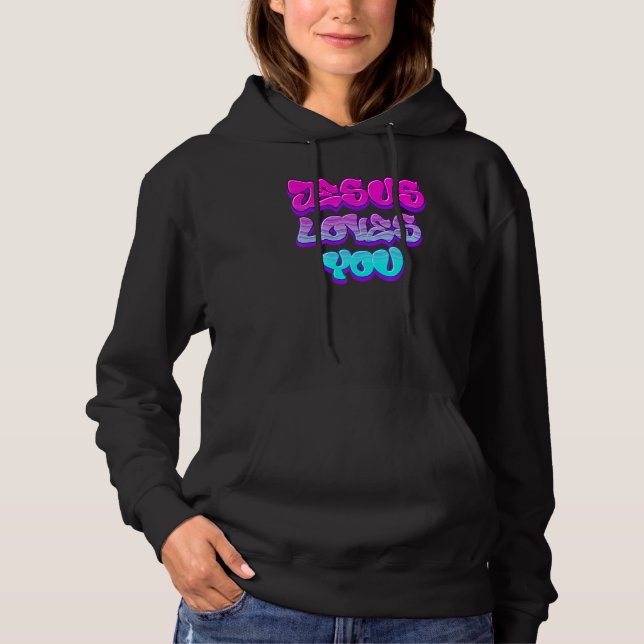 Jesus Loves You Graffiti Christian T Shirt (Framsida)