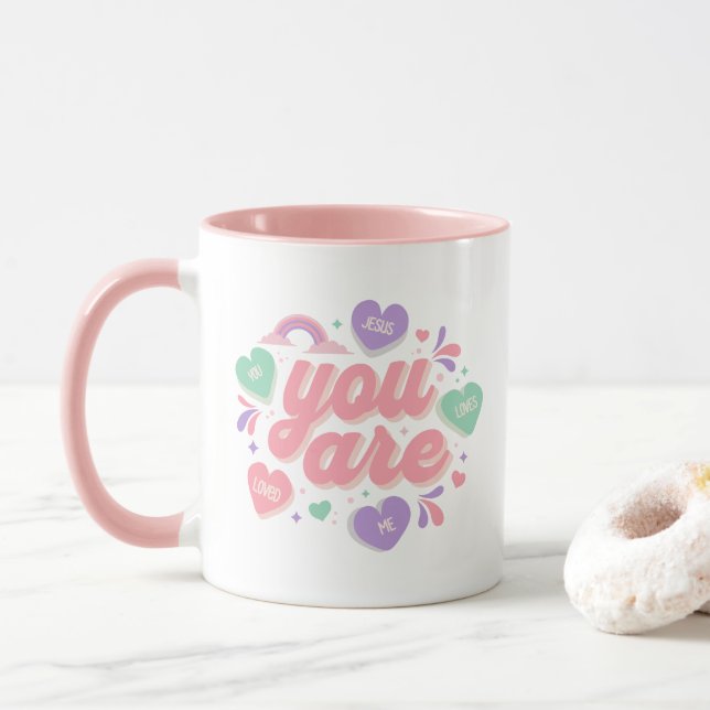 Jesus Loves You heart rainbow  Mugg (Med munk)