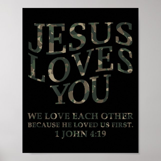 Jesus Loves You Me Camo Christian Youth Men God So Poster (Framsidan)