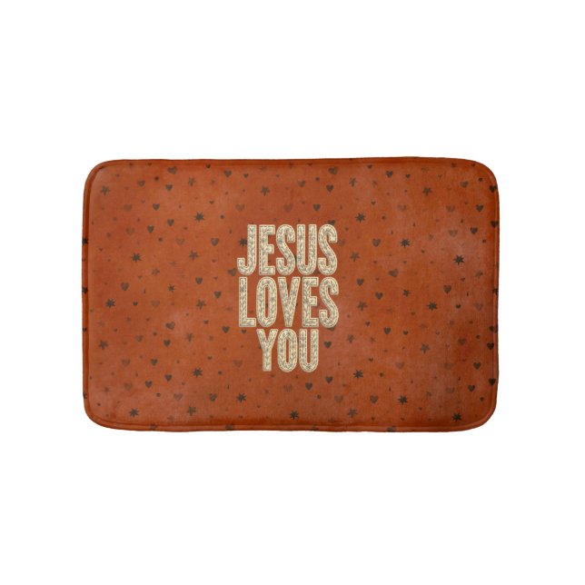 Jesus Loves You Rustic Christian Encouragement Badrumsmatta (Framsidan)