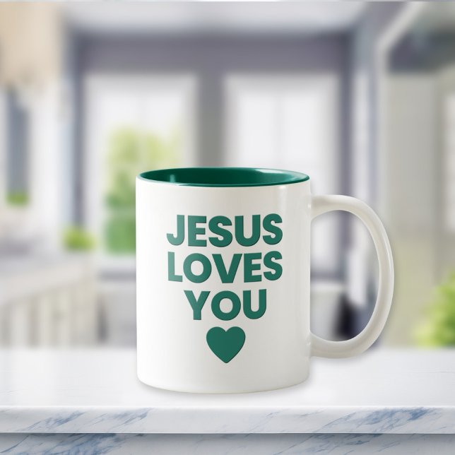 Jesus Loves You Uplifting Christian Gift Två-Tonad Mugg (Skapare uppladdad)