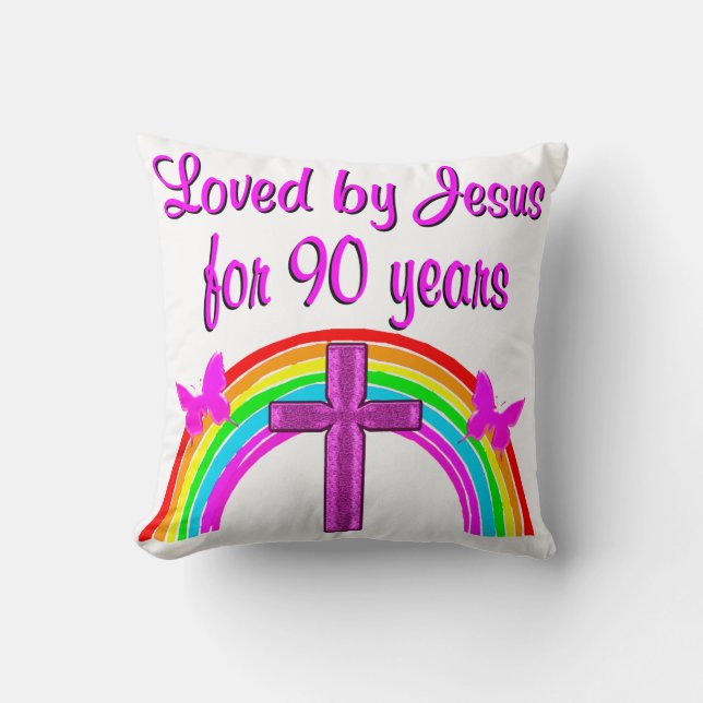 JESUS LOVING 90:E BIRTHDAY KUDDE (Framsida)