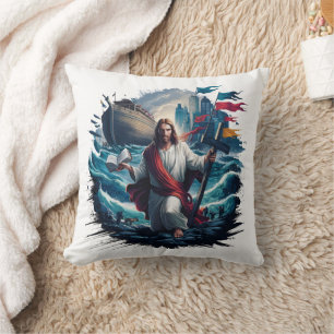 Jesus lugnade stormen nära en underbar frakt kudde