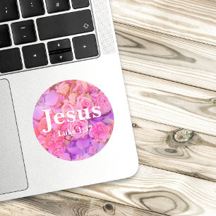 Jesus Luke 1:37 Verse med Elegant färglös blomma Runt Klistermärke