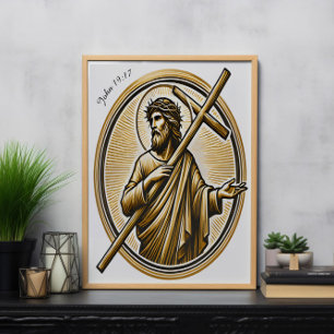 Jesus Lyft Golden Kor med Kärlek Poster