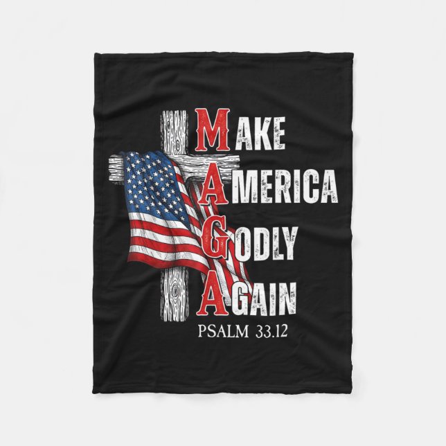 Jesus Make America Godly Again American Patriot Ch Fleecefilt (Framsidan)