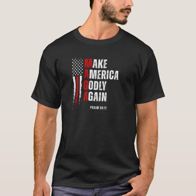 Jesus Make America Godly Again American Patriot Ch T Shirt (Framsida)
