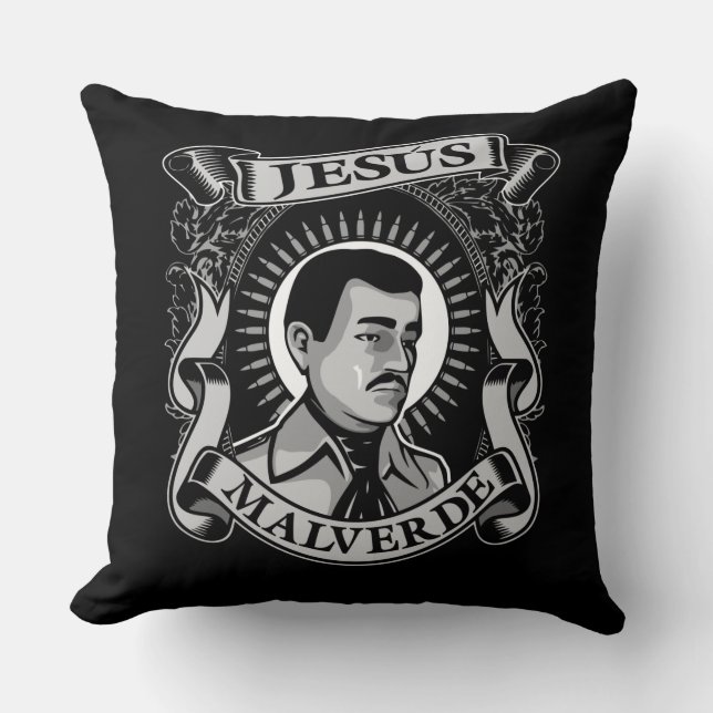 Jesus Malverde Gift Mexican Hero Jesus Malverde Kudde (Framsida)