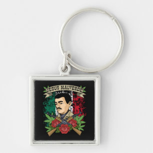 Jesus Malverde Gift Women & Manar Jesus Malverde Fyrkantig Silverfärgad Nyckelring