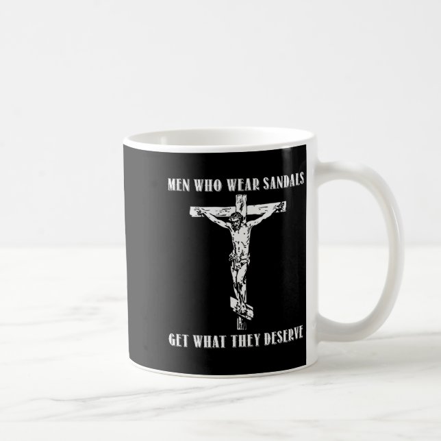 Jesus män som bär sandaler får vad de förtjänar  kaffemugg (Höger)