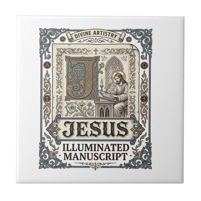 Jesus-manuskript Jesus kristen tro vintage Kakelplatta (Framsidan)