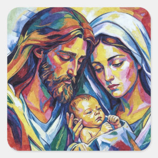Jésus Marie et Joseph Fyrkantigt Klistermärke