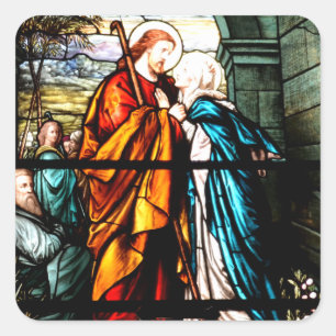 Jesus & Mary Fyrkantigt Klistermärke