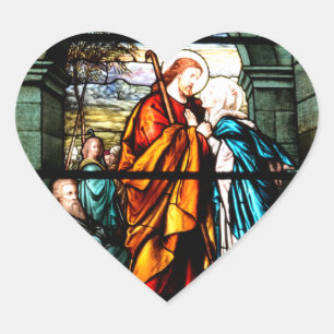 Jesus & Mary Hjärtformat Klistermärke