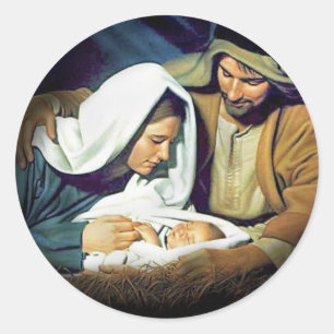 Jesus, Mary & Joseph Runt Klistermärke